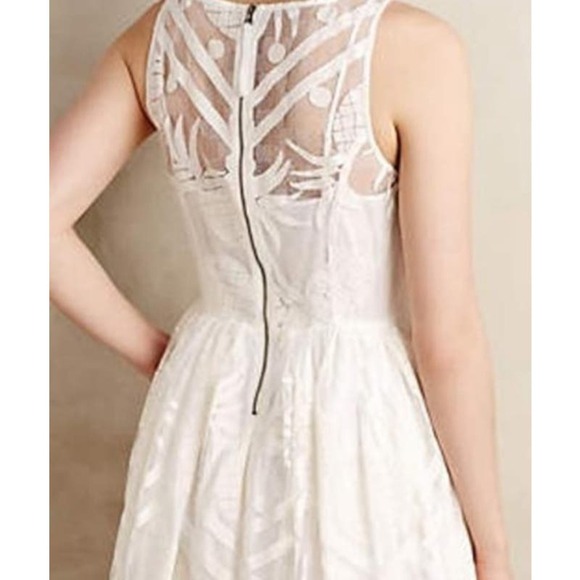 Anthropologie Women's Maeve Pina White Ivory Lace Pineapple Fit & Flare Dress - Picture 3 of 15